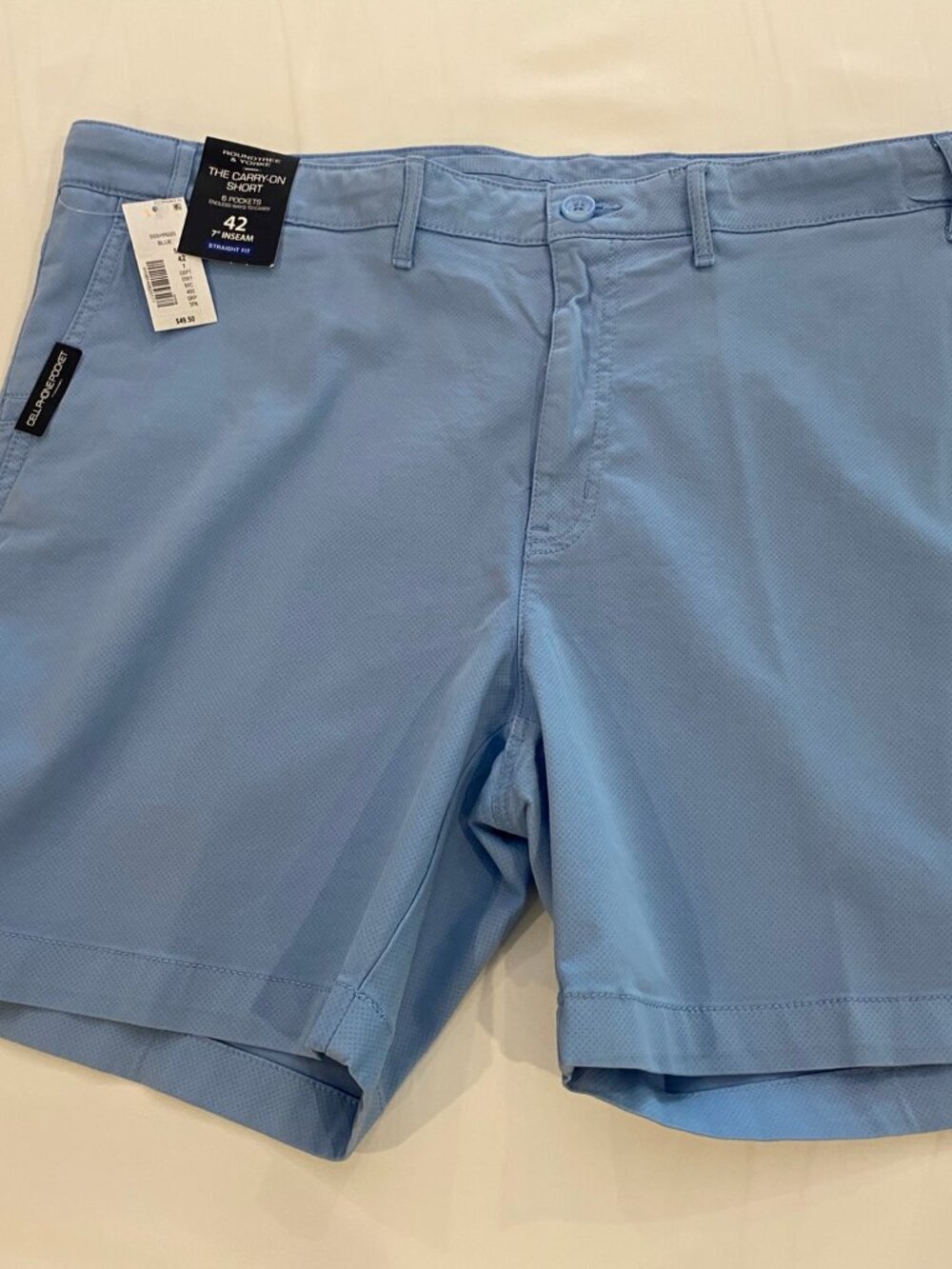 ROUNDTREE & YORKE Men's Carry-On Short NWT 42 x 7" Blue Cell & Security Pockets